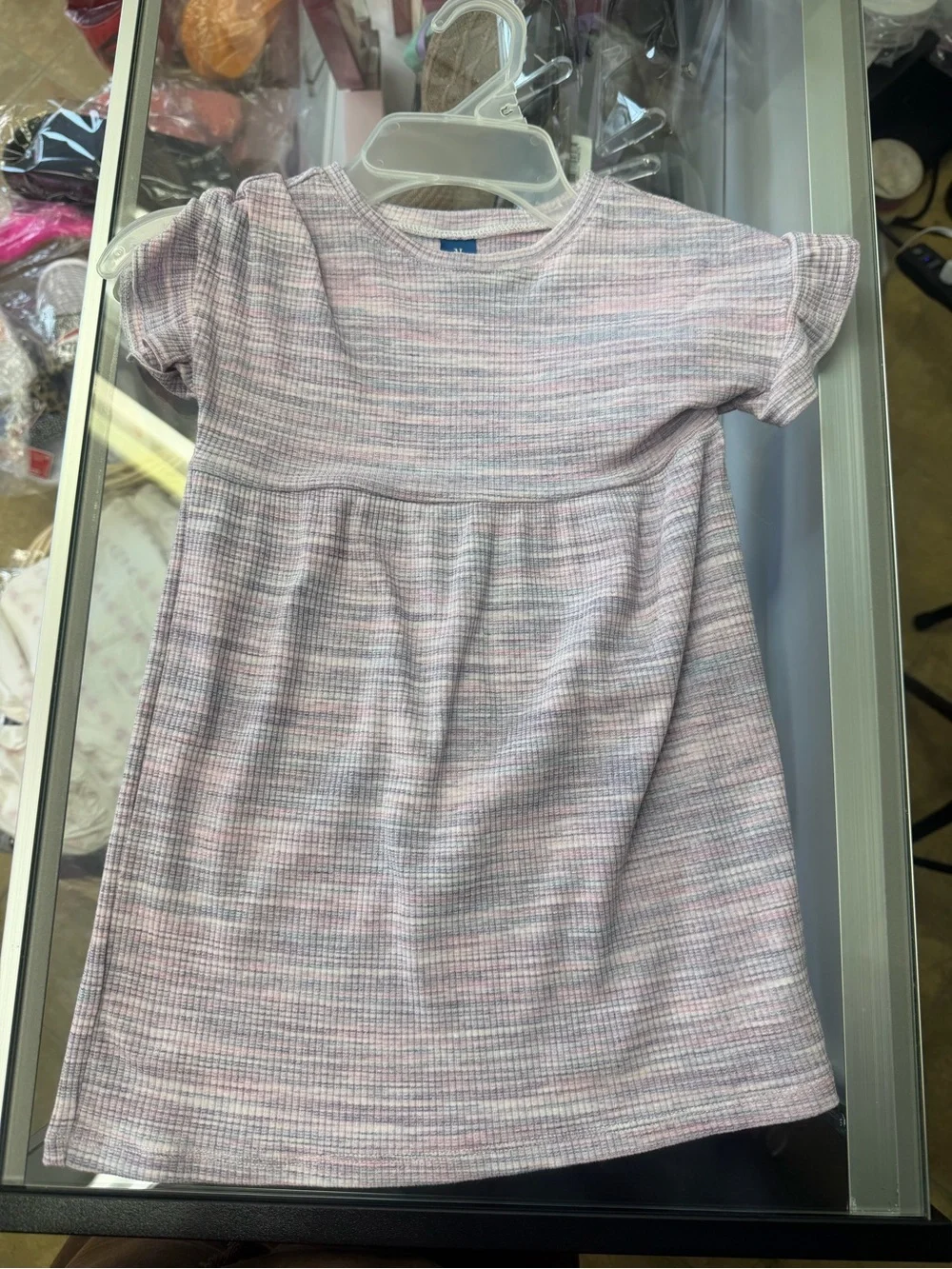 Old Navy Pastel Pink & Lavender Striped Short Sleeve Knit Dress
